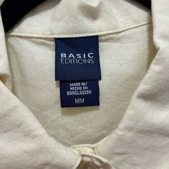Basic Editions Women's Colorblock Embroidered Button Up Shirt Size M - Picture 2 of 4
